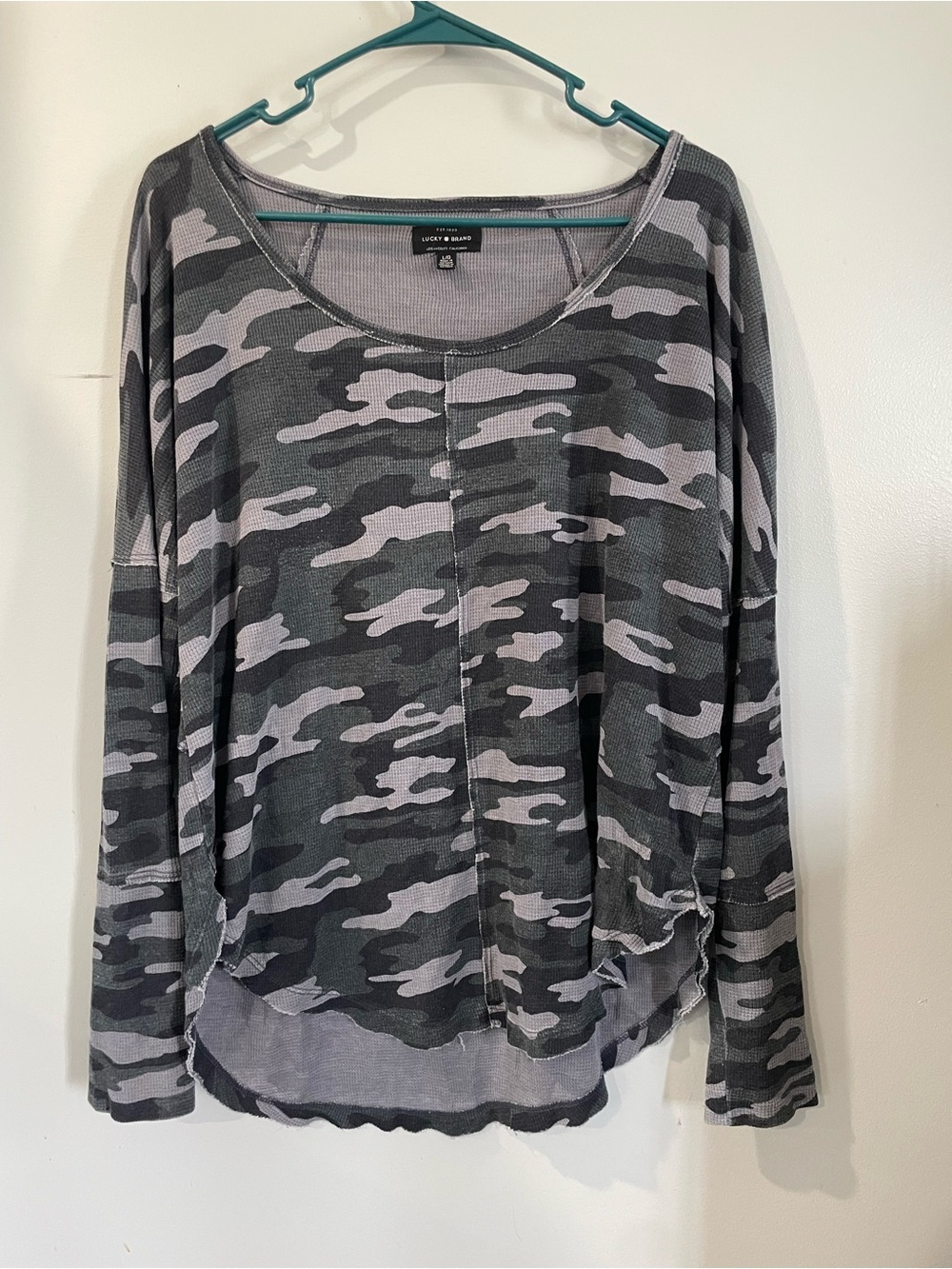 Lucky Brand Gray & Charcoal Camo Long-Sleeve Top